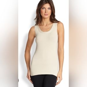 Wolford Athens Sleeveless Top Scoop Neck Tank Cotton Blend Cream Ivory Seamless